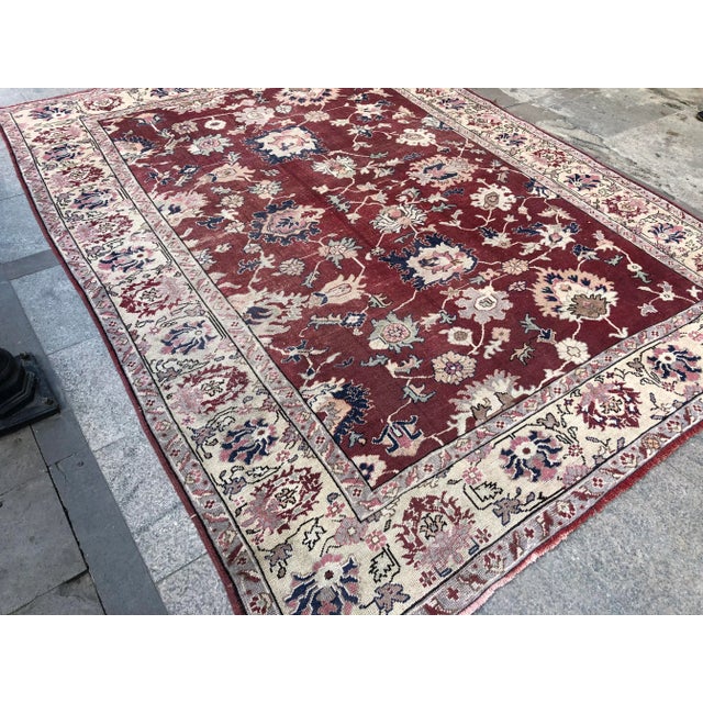 Textile 1960s Vintage Turkish Oushak Rug-7′4″ × 9′6″ For Sale - Image 7 of 11