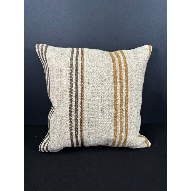 Turkish Hemp Pillow Cushion Natural Beige Brown Cushion Cover 20"x20" For Sale - Image 4 of 4