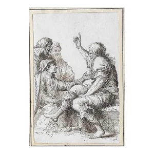 1830s Philosopher Drawing After Salvator Rosa