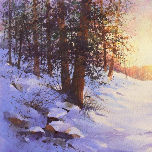 Contemporary 'Snowy Mountain Sunrise' by Harold Booth, Circa 1975, Museum of Fine Arts, Boston For Sale - Image 3 of 11
