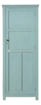 Early 1900's Blue Painted English Pine Paneled Cabinet