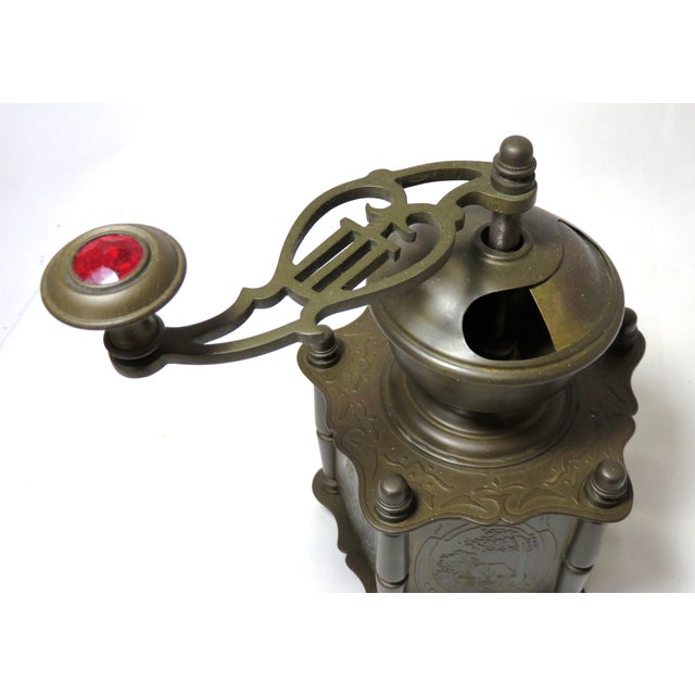 Fancy Antique Scenic Embossed Brass & Jeweled Coffee Grinder Chairish