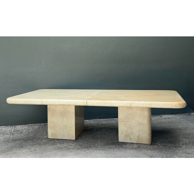 Cream Vintage Goatskin Extendable Dining Table For Sale - Image 8 of 12