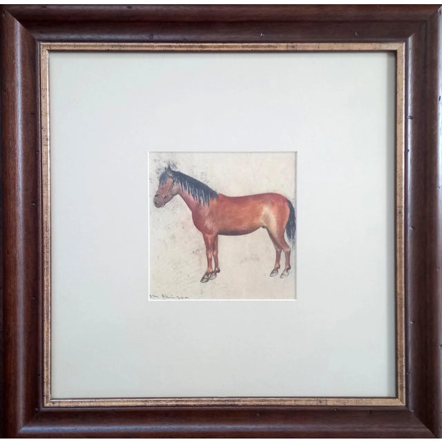 #1960s Watercolor Horse Painting, Framed For Sale - Image 9 of 9