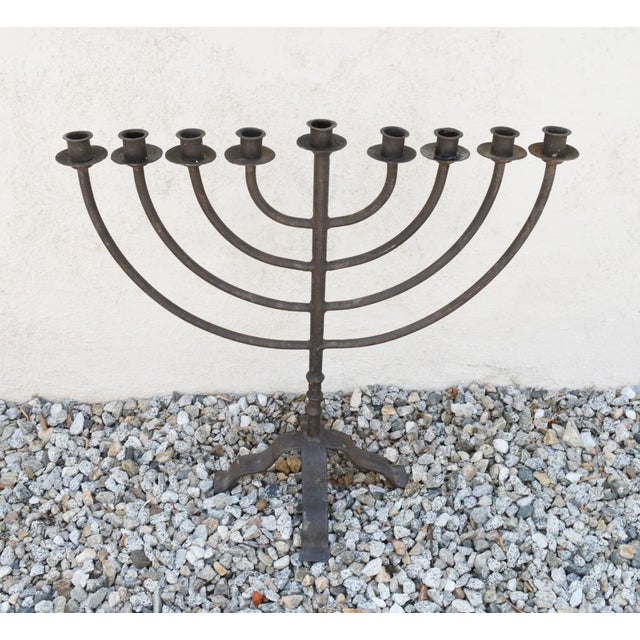 Vintage 1980s Candelabra 9 Cups Custom Made Wrought Iron 24'' Height X 24'' Width X 14'' Base For Sale - Image 4 of 10