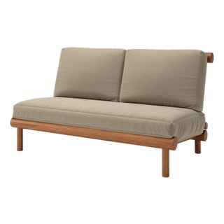Rishon Teak Outdoor Love Seat - Canvas Taupe For Sale