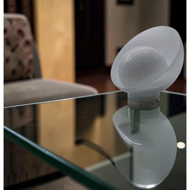 1970s Space Age Opaline Glass and Metal Table Lamp, Italy, 1970s For Sale - Image 5 of 10
