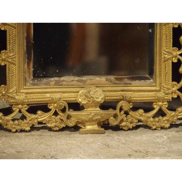 Antique French Bronze Dore Mirrors With Mascarons and Floral Motifs, Circa 1880 - a Pair For Sale - Image 11 of 13