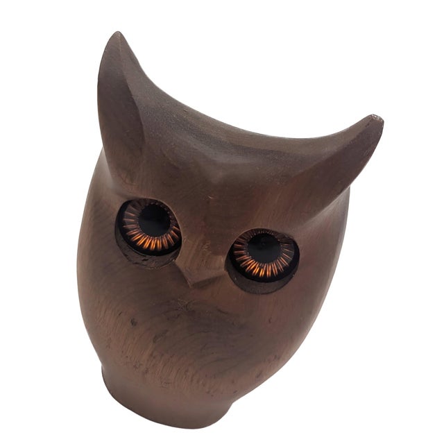 Mid 20th Century Carved Myrtlewood Owl Figurine For Sale In Miami - Image 6 of 11