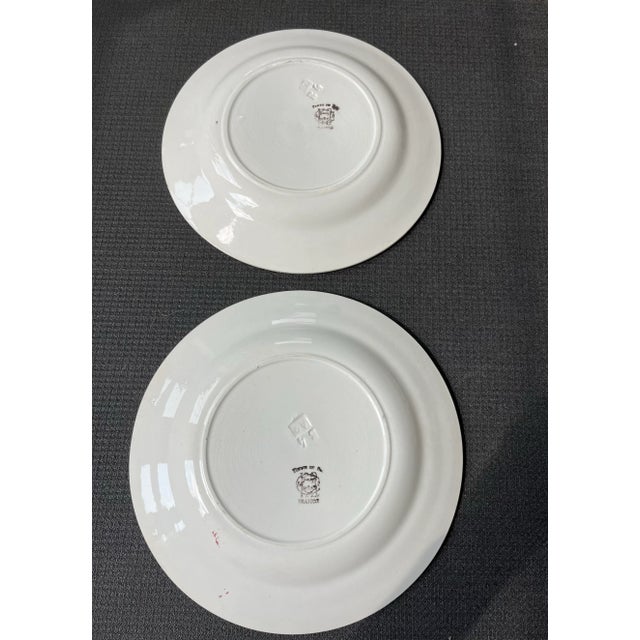 Ceramic 1930s French Hand-Painted Choisy Le Roi Terre De Fer Rooster Plates-Set of 2 For Sale - Image 7 of 7