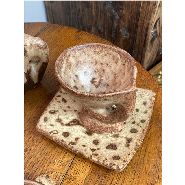 1950s Stoneware Coffee Service from Vallauris, 1970s, Set of 9 For Sale - Image 5 of 15