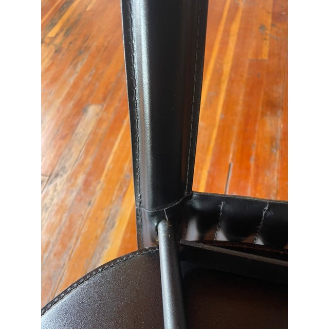 Metal Sossano Italian Postmodern Leather Dining Chairs For Sale - Image 7 of 8