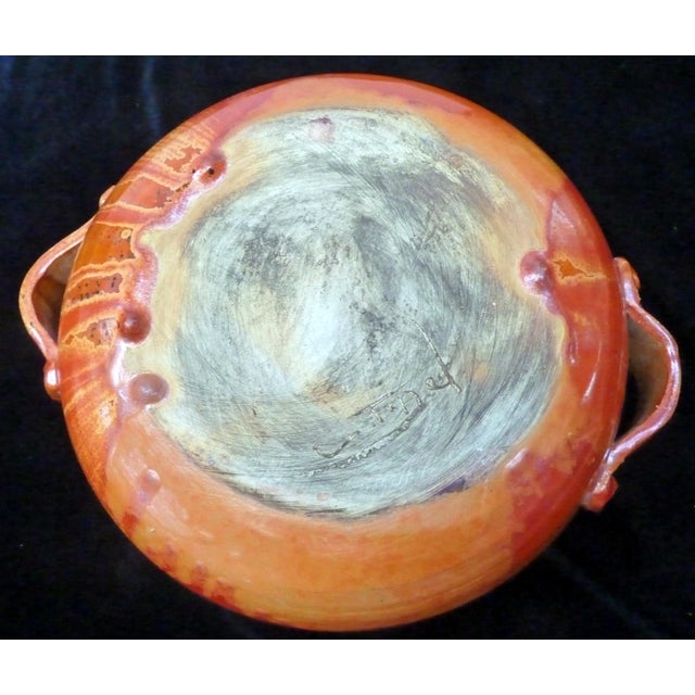 Ceramic 1950s Signed Mid-Century Modern C. Tinel French Studio Pottery Soup Tureen Burnt Orange Fat Lava Glaze For Sale - Image 7 of 10