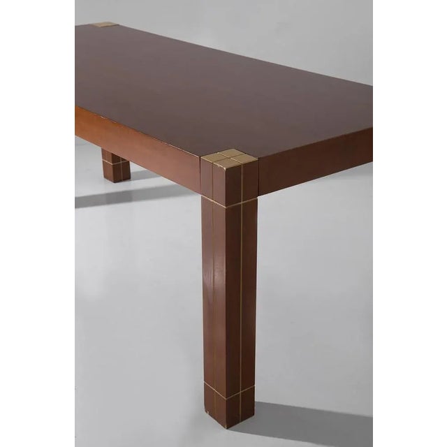 Italian Table with Brass Edges in the style of Renato Polidori, 1980s For Sale - Image 9 of 10