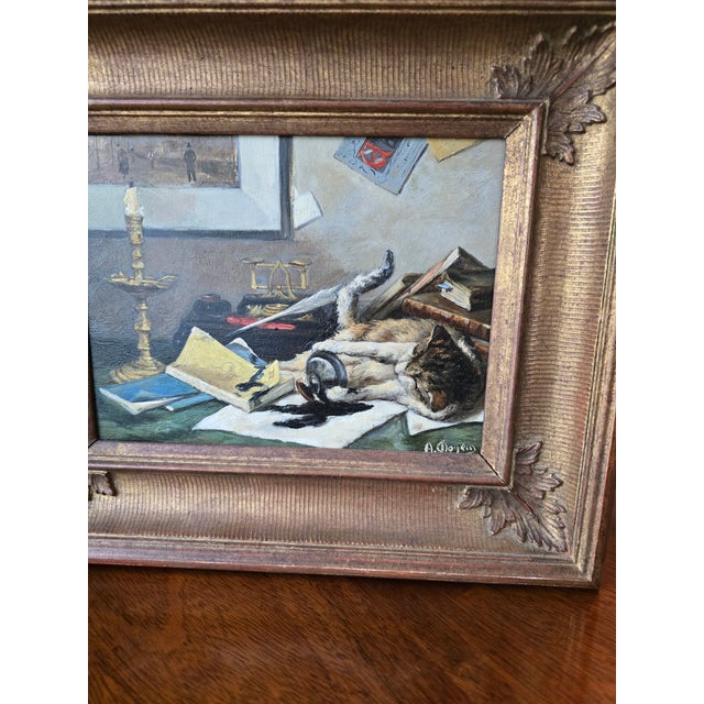 A museum quality antique signed painting oil on board executed in the most difficult and skilled fashion trompe l'oeil ....