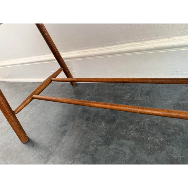 Wood Mid-Century Modern Solid Wood Coffee Table With Ribbed H-Stretcher For Sale - Image 7 of 10
