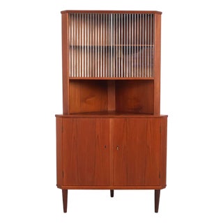 Vintage Danish Teak Corner Cabinet with Display Case, 1960s For Sale
