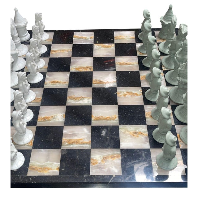 Fürstenberg Porcelain Chess Set on Marble Board, c.1947. For Sale - Image 9 of 10