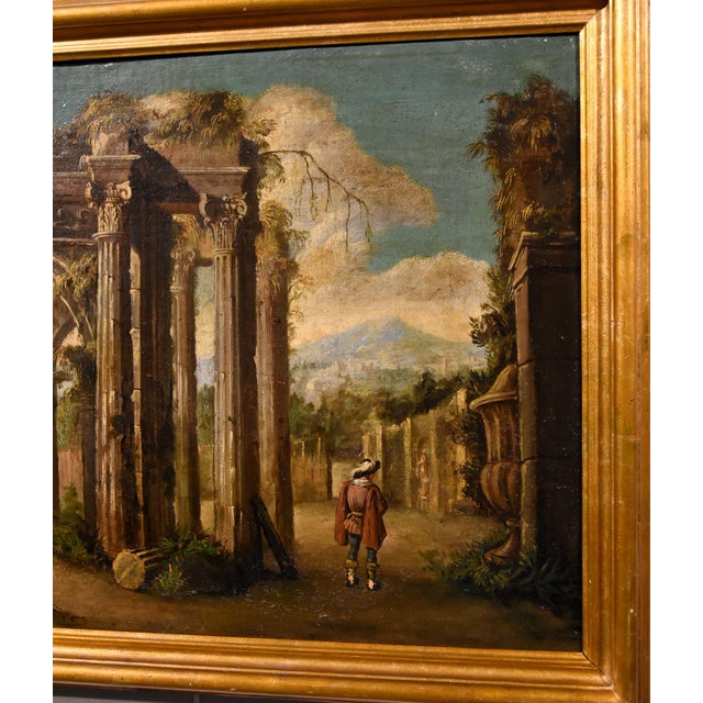 Follower of Niccolò Codazzi, Capricci Landscapes, 1700, Oil on Canvases, Framed, Set of 2 For Sale - Image 11 of 18