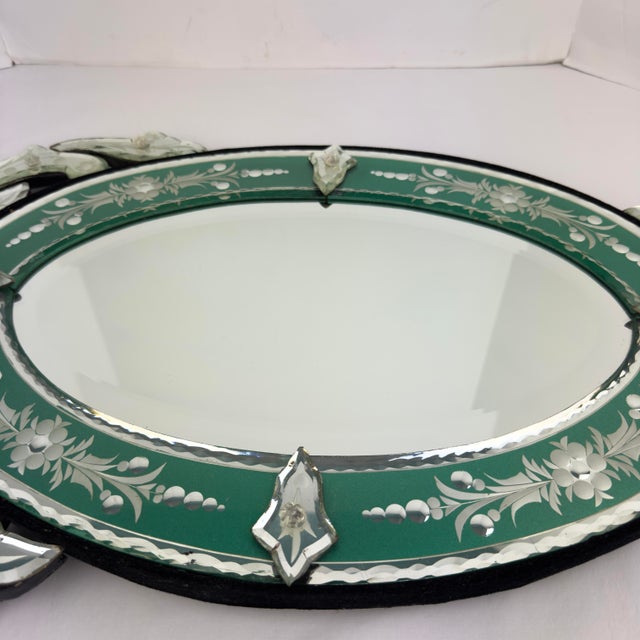 Early 20th Century Venetian Glass Mirror - Etched & Reverse Painted For Sale - Image 9 of 12