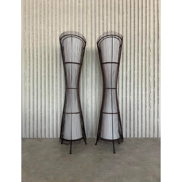 Brown French Sculptural Kobe Floor Lamps, Set of 2 For Sale - Image 8 of 11