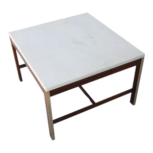 Paul McCobb for Calvin Walnut, Brass & Marble Coffee/Side Table