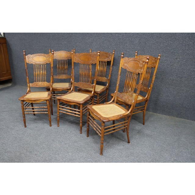 Set of 4 Larkin No. 1 Press Back Quarter Sawn Oak Side Chairs For Sale In Philadelphia - Image 6 of 15