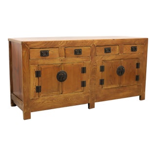 Late 20th Century Chinese Elm Buffet Credenza For Sale