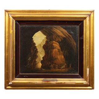 Landscape with Cave and Brigands, Oil on Canvas, Framed For Sale