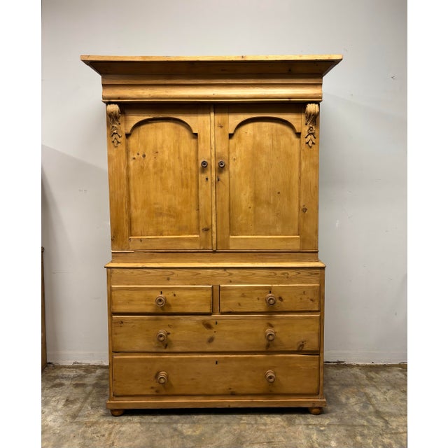 Antique English Pine Linen Press For Sale - Image 12 of 12