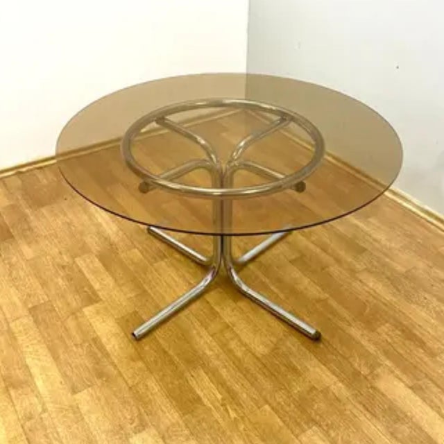 1970s Glass Coffee Table with Chrome Base, 1970s For Sale - Image 5 of 8