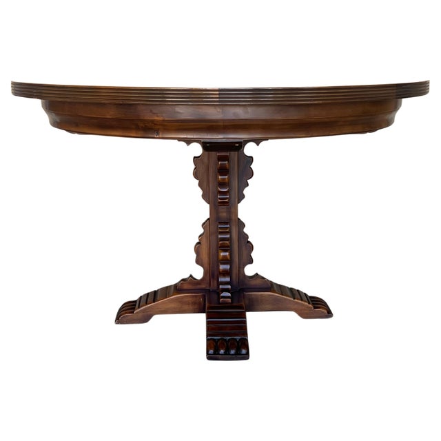 Early 20th Century Spanish Pedestal Figural Carved Round Dining Table For Sale - Image 15 of 18
