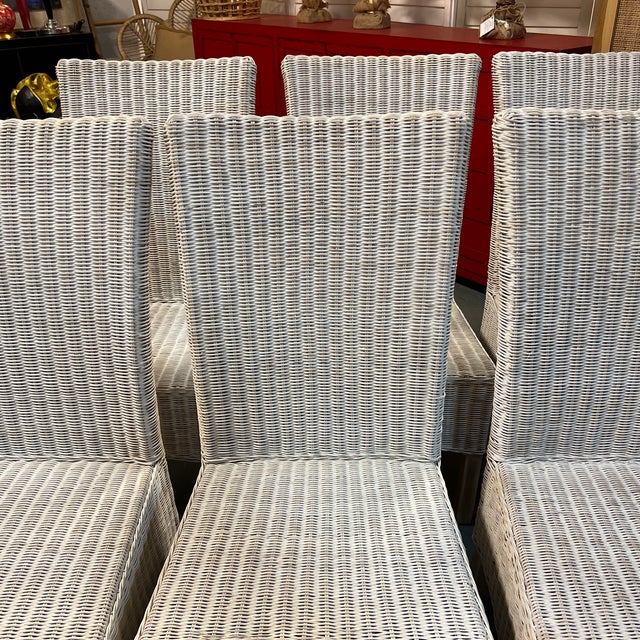 Early 21st Century Set of 6 White Wicker Dining Chairs Chairish