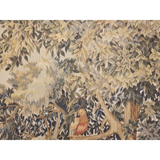 Vintage French Aubusson Tapestry, Hand-Woven Wool, Forest Scene, 72" X 96" For Sale - Image 14 of 18