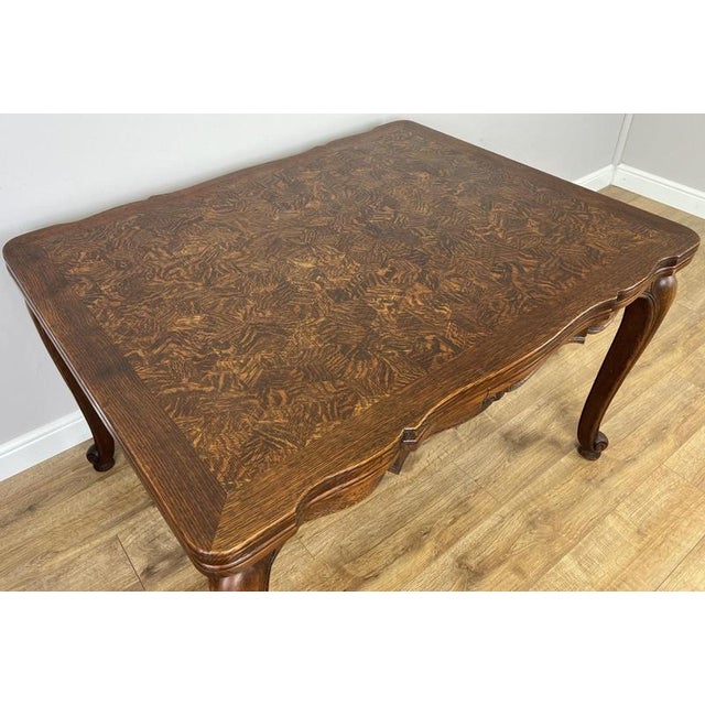 Vintage French Louis XVI Carved Oak Extendable Dining Table For Sale - Image 9 of 17
