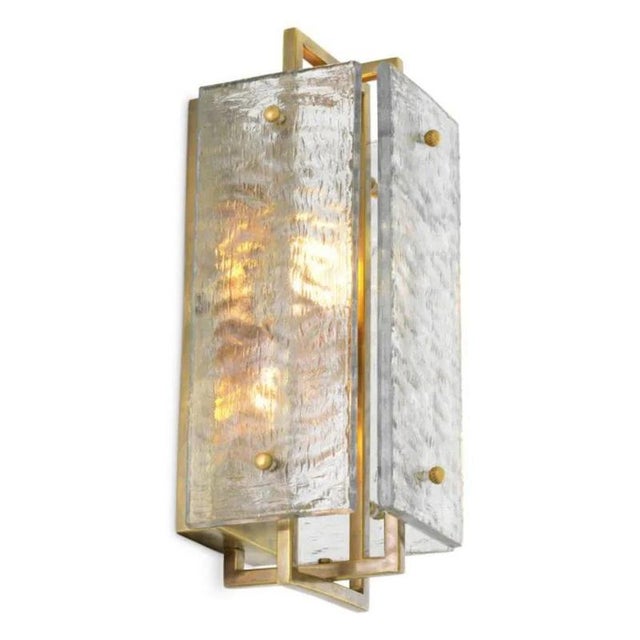 Vintage Brass and Handmade Glass Wall Lamps, Set of 2 For Sale - Image 6 of 8