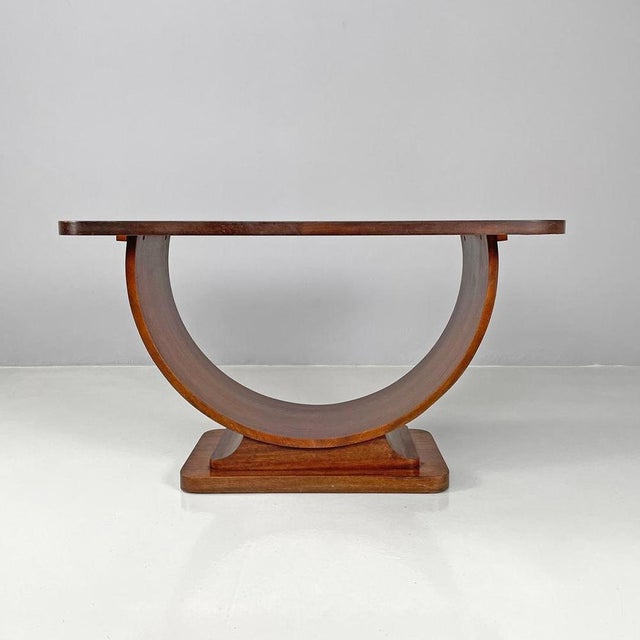 Italian Art Deco Wooden Coffee Table with Semicircle Legs, 1930s For Sale - Image 3 of 14