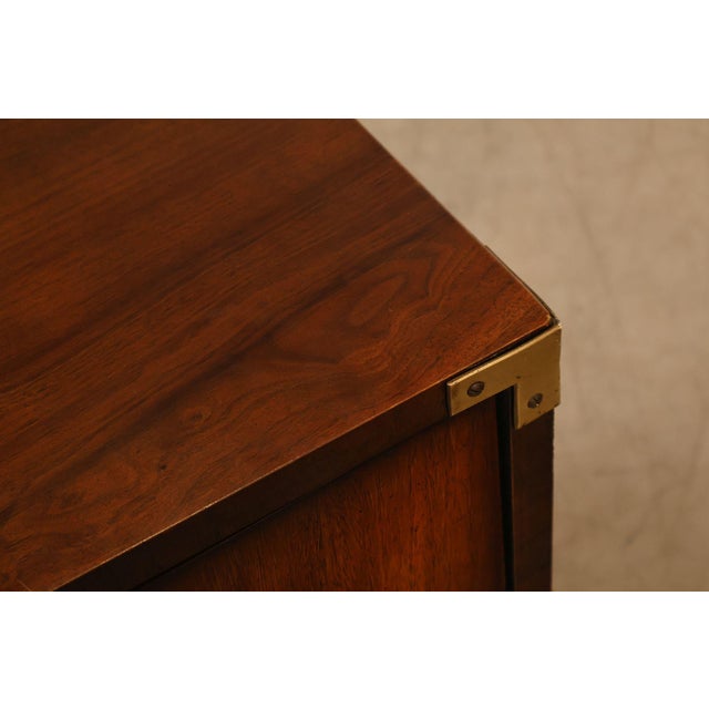 Lane Campaign Style Walnut Chest Of Drawers For Sale - Image 16 of 18
