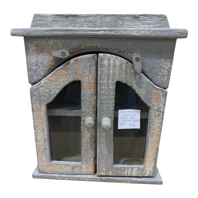 1920s Rustic Glass Door Wall Cabinet For Sale