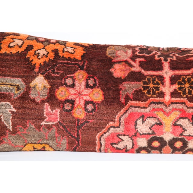 Orange Vintage Oriental Motif Lumbar Cushion Cover -16'' X 53'' For Sale - Image 8 of 12