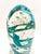 Signed Stephen Rich Nelson Studio Art Glass Sculpture 1990 Turquoise Ribbon Aventurine Bubble Glass Paperweight 10.5” For Sale - Image 9 of 10
