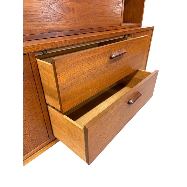 Mid-Century Modern Lane 2-Piece Walnut Storage Cabinet For Sale - Image 9 of 11