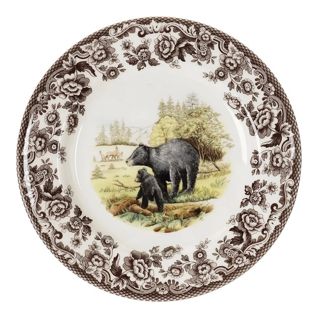 Spode Woodland American Wildlife Salad Plate 8", Black Bear For Sale