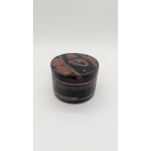Decorative lidded box by Elly and Wilhelm Kuch Studio, Germany. Base is stamped. Dimensions: 3.75" wide, 3" high