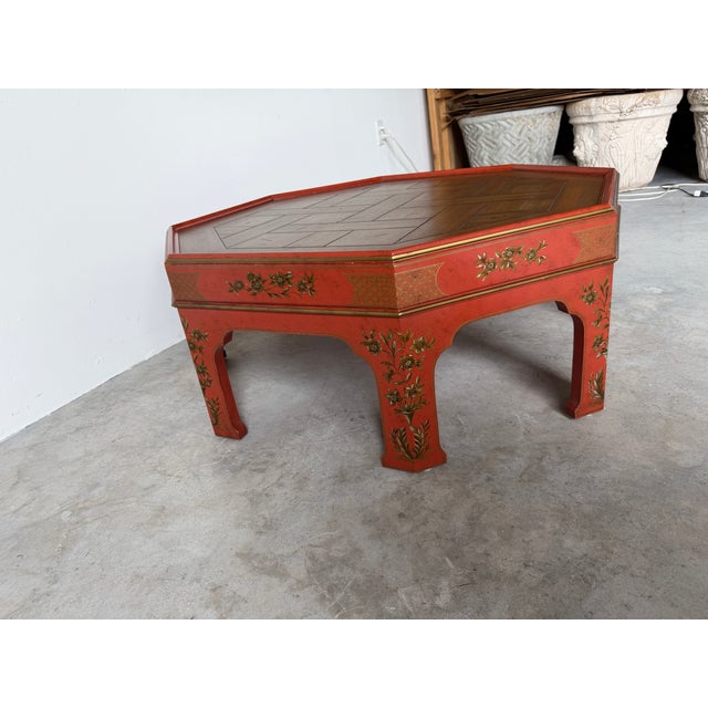 1970s Vintage Baker Furniture Chinoiserie Style Octagonal Coffee Table For Sale - Image 5 of 18