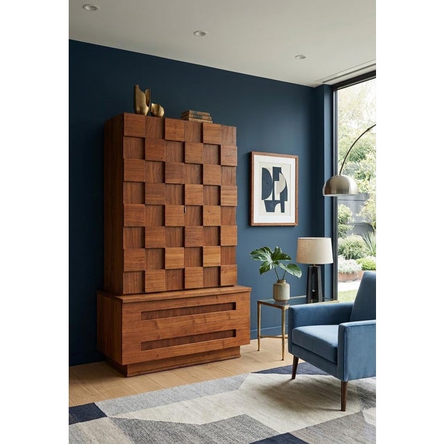 Mid 20th Century Brutalist Cubed Highboy Storage Chest by Young Manufacturing Company For Sale - Image 13 of 14