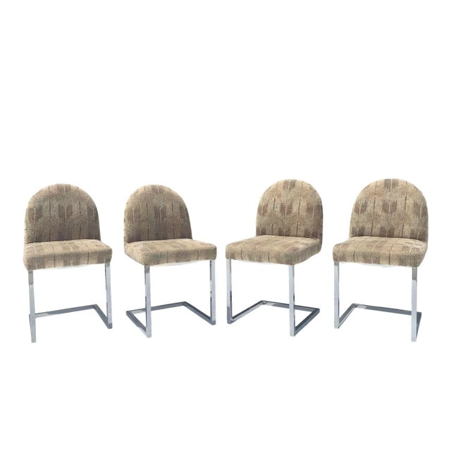 Mid-Century Modern Milo Baughman Style Chrome Cantilever Dining Chairs - Set of 4 For Sale - Image 3 of 5