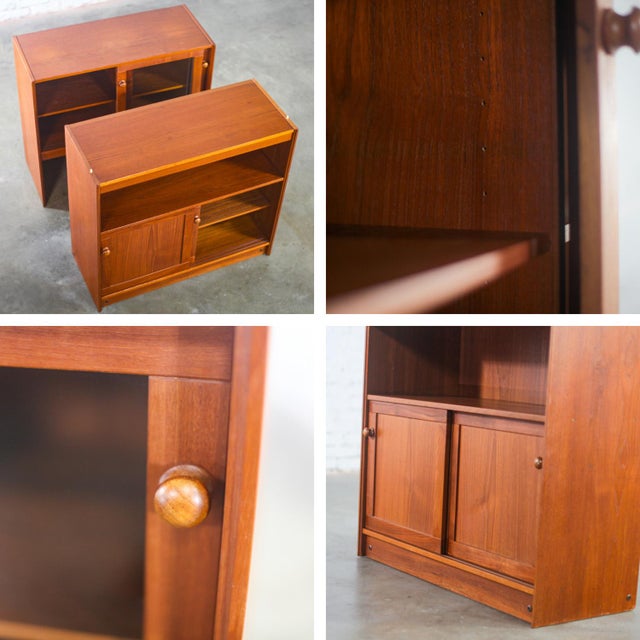 Mid-20th Century Scandinavian Modern Teak 2 Piece Display Cabinet Bookcase or Sideboard Made in Denmark For Sale - Image 10 of 12