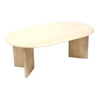 Oval Travertine Coffee Table, 1970s For Sale