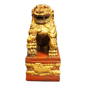 Early-Mid 20th Century Carved Female Foo Lion